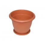 Flowerpot, model no. 5, brown color, plate included